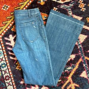 Emerson Fry low rise distressed flare leg jeans